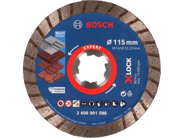 Bosch EXPERT MultiMaterial X-LOCK Diamanttrennscheiben, 115 x 22,23 x 2,4 x 12 mm