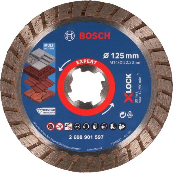 Bosch EXPERT MultiMaterial X-LOCK Diamanttrennscheiben, 125 x 22,23 x 2,4 x 12 mm