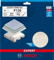 Bosch EXPERT M480 Schleifnetz, 225 mm, K 120, 5 Stück