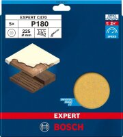 Bosch EXPERT C470 Schleifpapier, 225 mm, K 180, 5 Stück